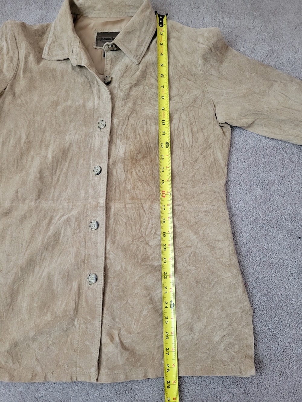 Brandon Thomas Tan Suede Leather Jacket Coat Button Up Shacket Women’s Size M - Picture 7 of 9